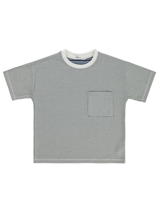 Civil Boys Karyoka Dikişli Cepli 10-13 Yaş Tişört - Mavi