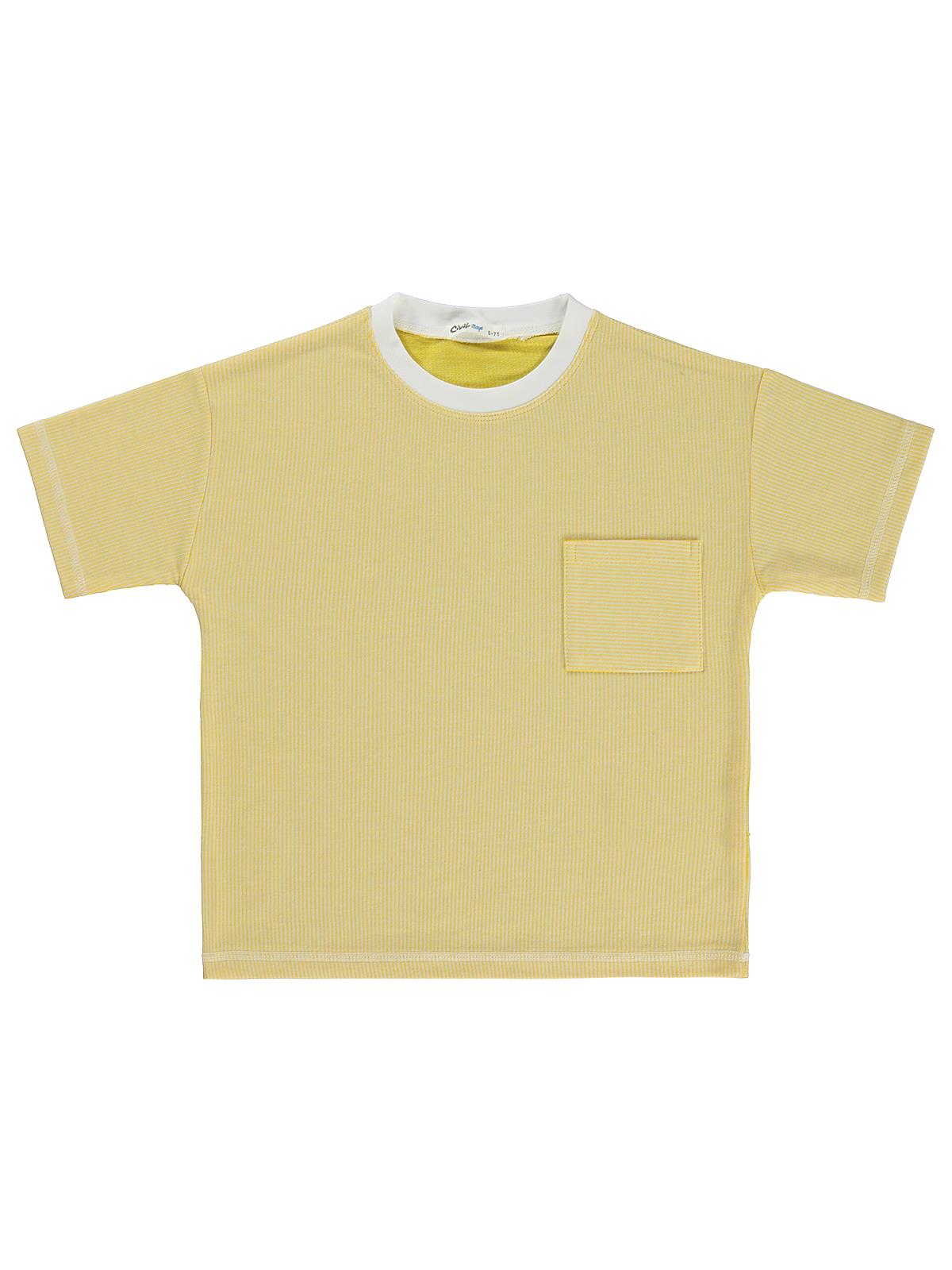 Civil Boys Karyoka Dikişli Cepli 10-13 Yaş Tişört - Sarı