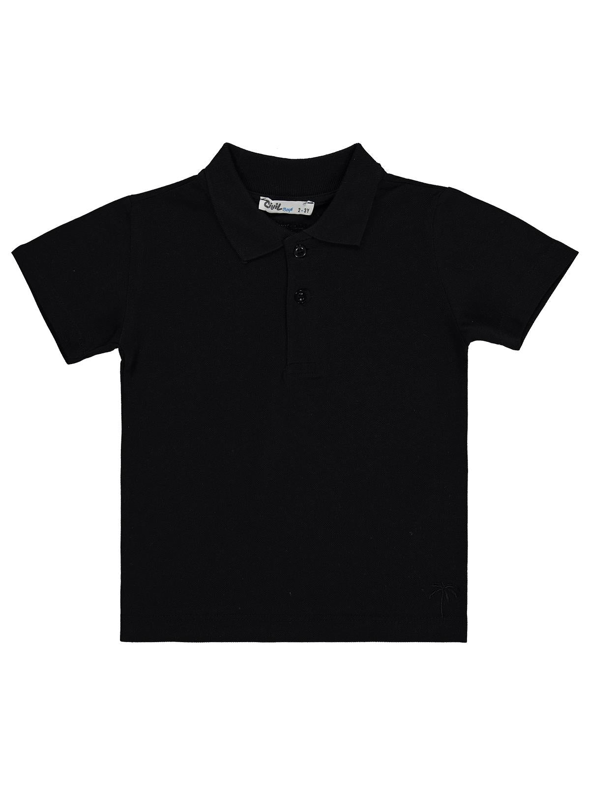Civil Boys Erkek Çocuk Palmiye Nakışlı Polo Yaka 2-5 Yaş Tişört - Mavi