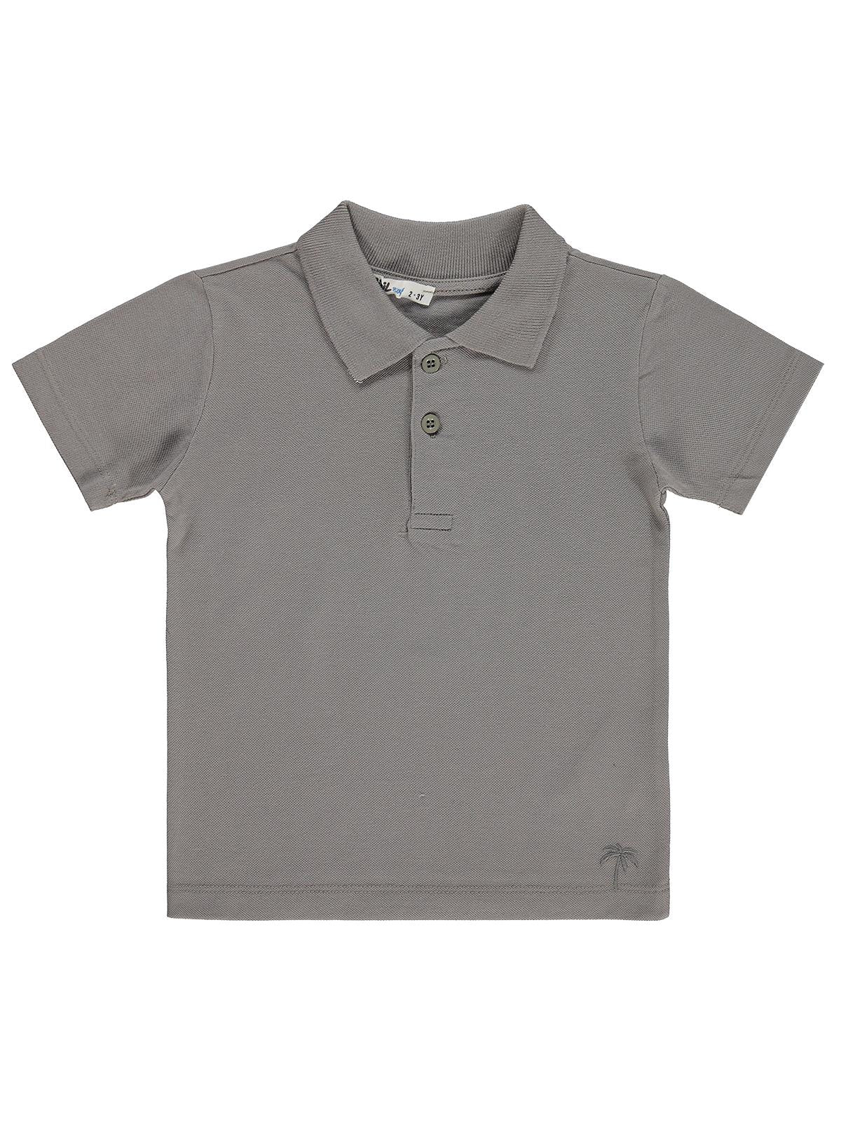 Civil Boys Erkek Çocuk Palmiye Nakışlı Polo Yaka 2-5 Yaş Tişört - Mavi