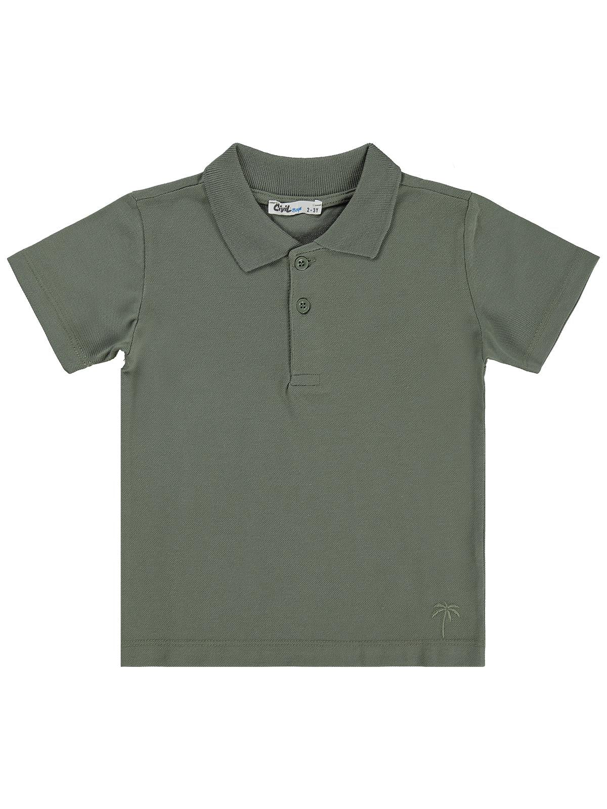 Civil Boys Erkek Çocuk Palmiye Nakışlı Polo Yaka 2-5 Yaş Tişört - Mavi