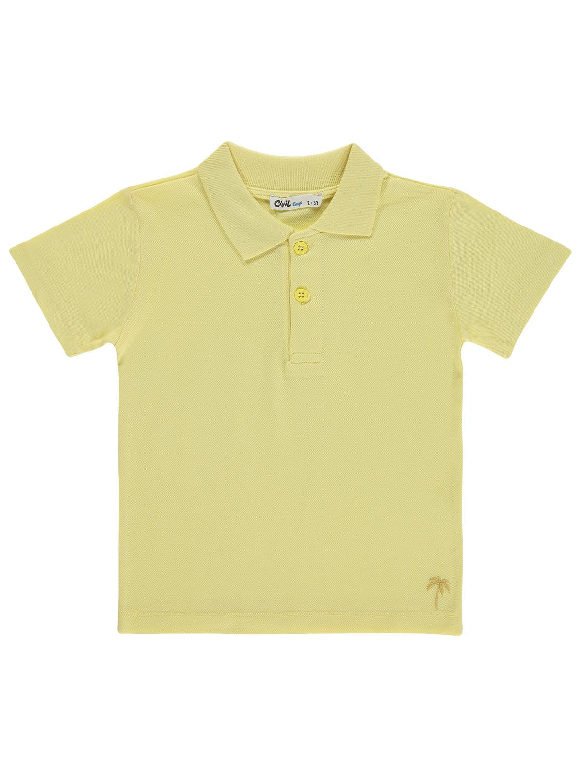 Civil Boys Erkek Çocuk Palmiye Nakışlı Polo Yaka 2-5 Yaş Tişört - Mavi