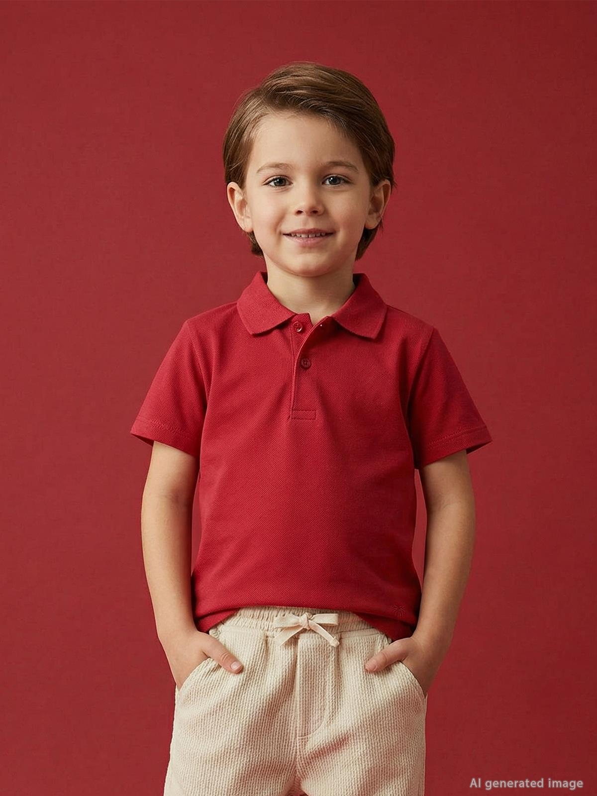 Civil Boys Erkek Çocuk Palmiye Nakışlı Polo Yaka 2-5 Yaş Tişört - Mavi