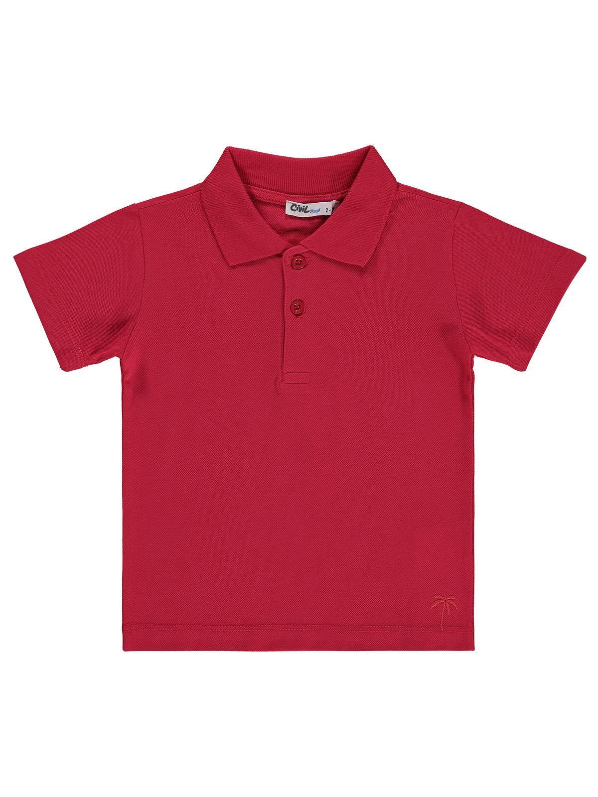 Civil Boys Erkek Çocuk Palmiye Nakışlı Polo Yaka 2-5 Yaş Tişört - Mavi