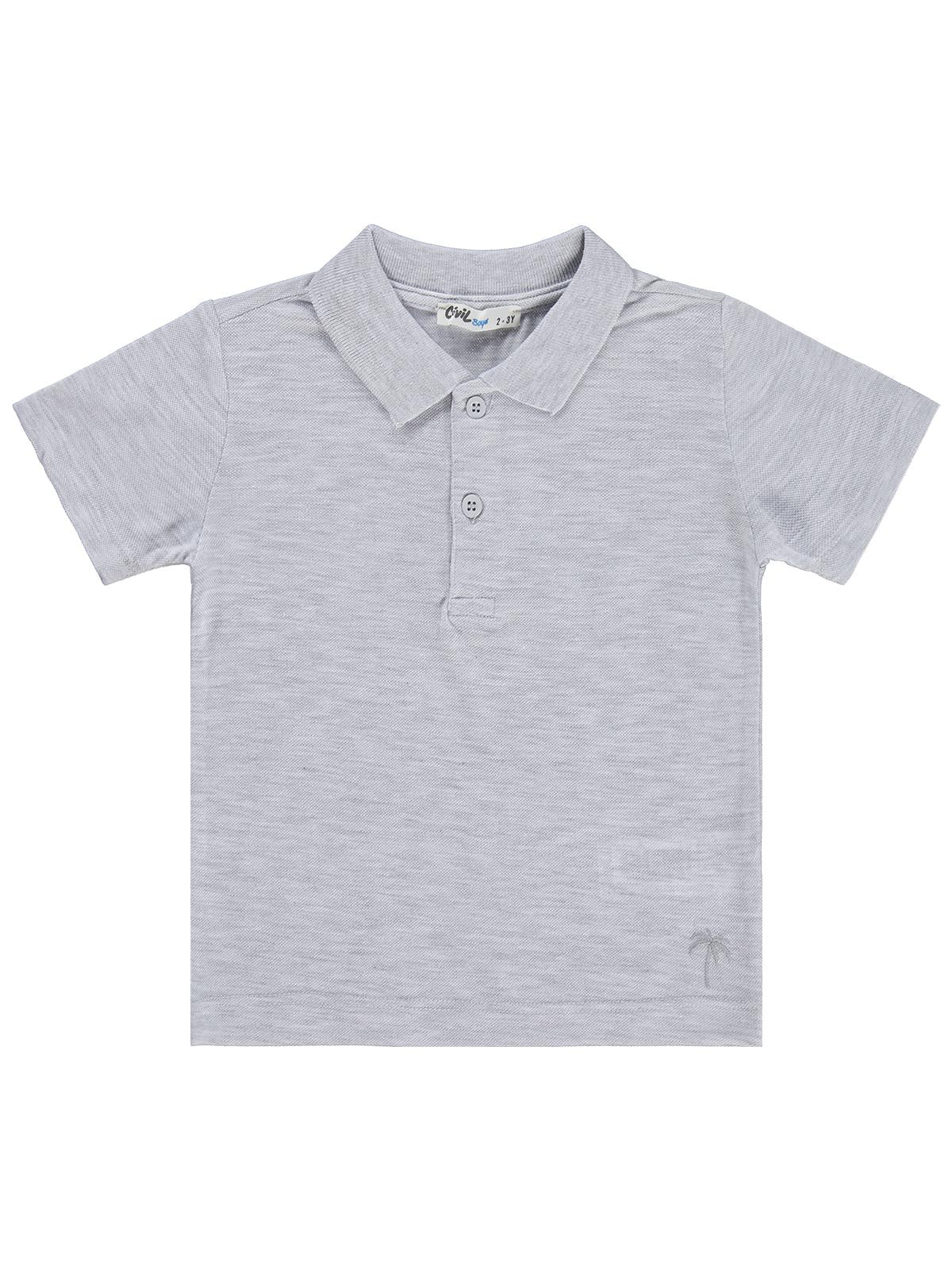 Civil Boys Erkek Çocuk Palmiye Nakışlı Polo Yaka 2-5 Yaş Tişört - Mavi
