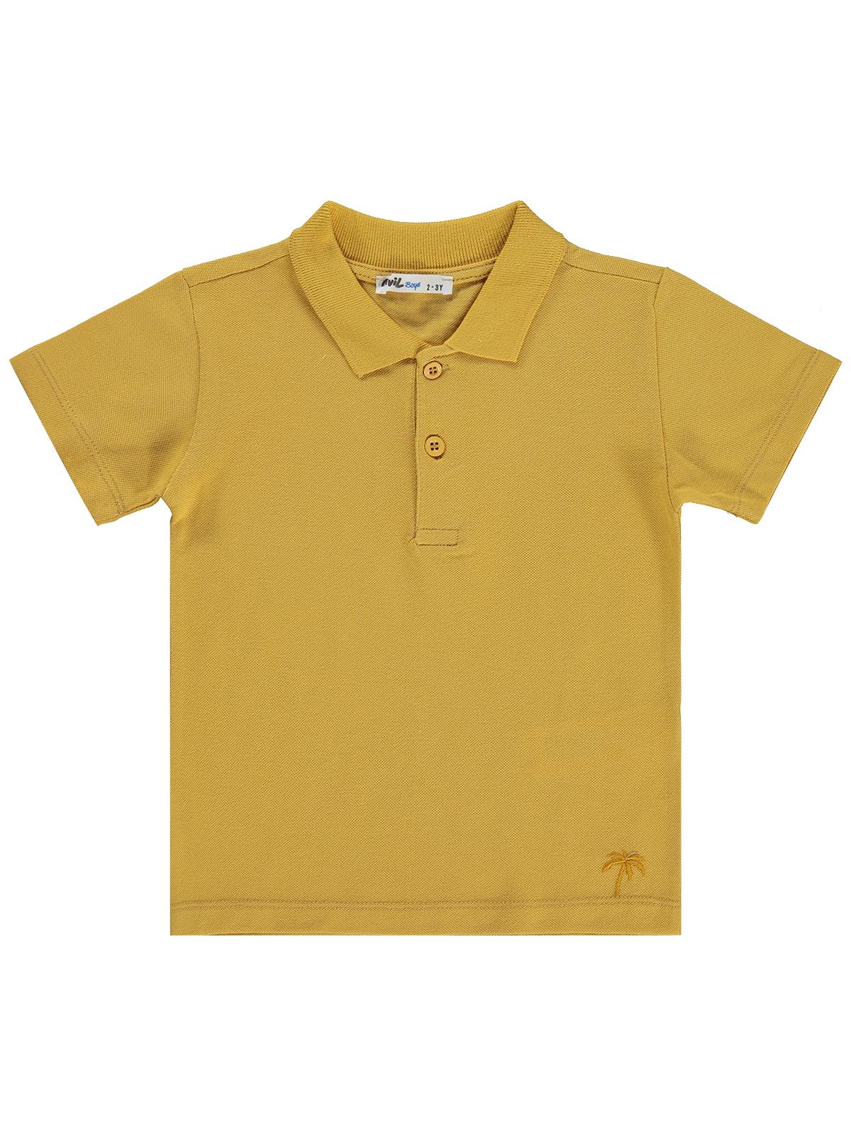 Civil Boys Erkek Çocuk Palmiye Nakışlı Polo Yaka 2-5 Yaş Tişört - Mavi
