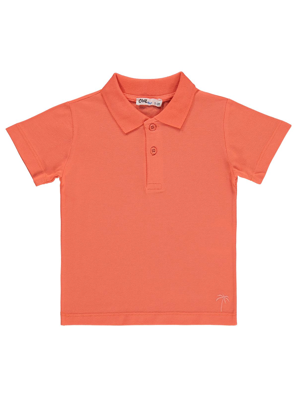 Civil Boys Erkek Çocuk Palmiye Nakışlı Polo Yaka 2-5 Yaş Tişört - Mavi