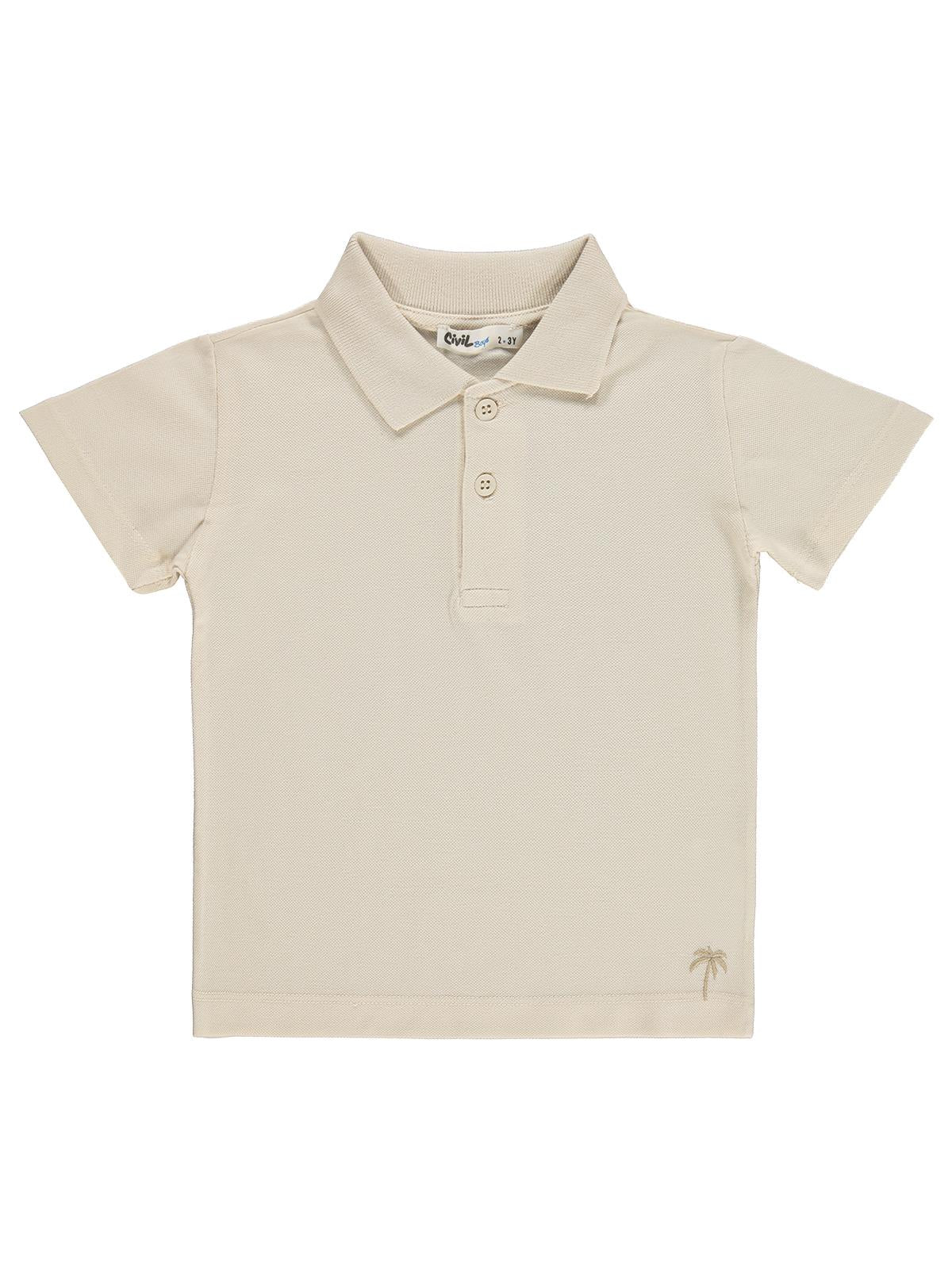 Civil Boys Erkek Çocuk Palmiye Nakışlı Polo Yaka 2-5 Yaş Tişört - Mavi