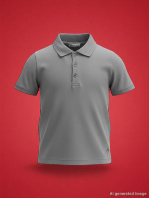 Civil Boys Erkek Çocuk Palmiye Nakışlı Polo Yaka 6-9 Yaş Tişört - Gri