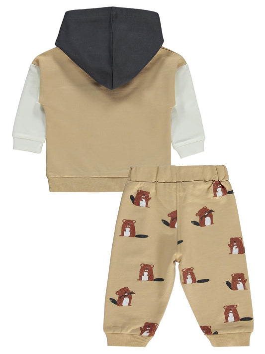 Civil Baby Cepli Kapşonlu 6-18 Ay Takım - Kahve
