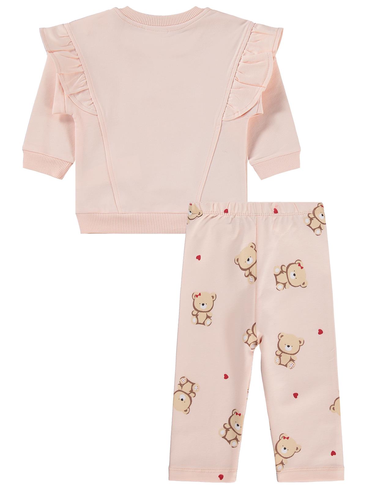Civil Baby Fiyonklu Ayıcık Baskılı 6-18 Ay Takım - Pembe