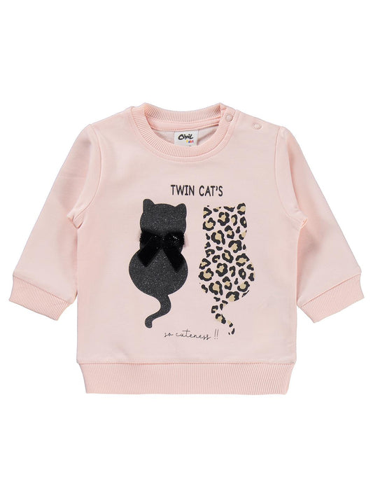 Civil Baby Leopar Kedi Baskılı 6-18 Ay Takım - Pembe