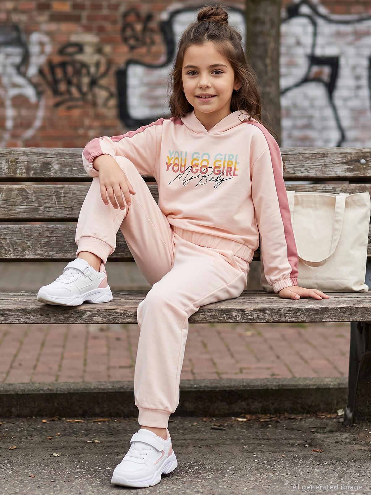 Civil Girls Kapşonlu 6-9 Yaş Eşofman Takımı - Pembe