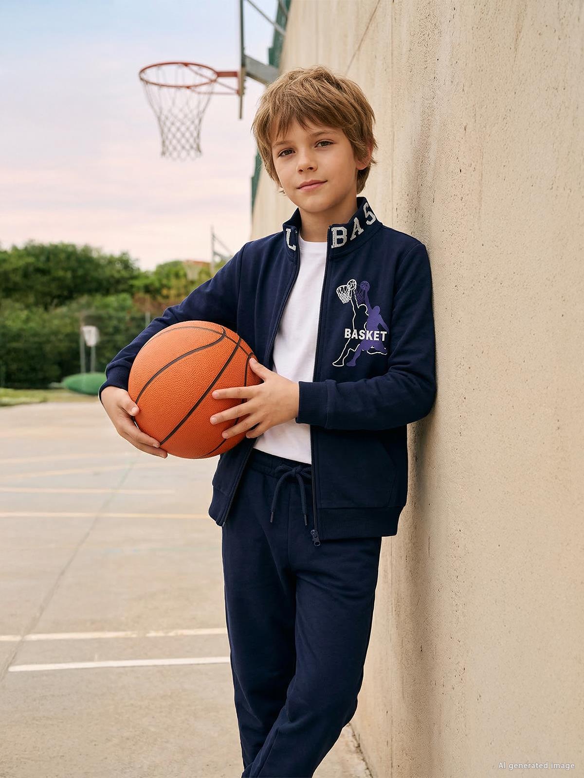 Civil Boys Basket Baskılı 6-9 Yaş Eşofman Takımı - Lacivert