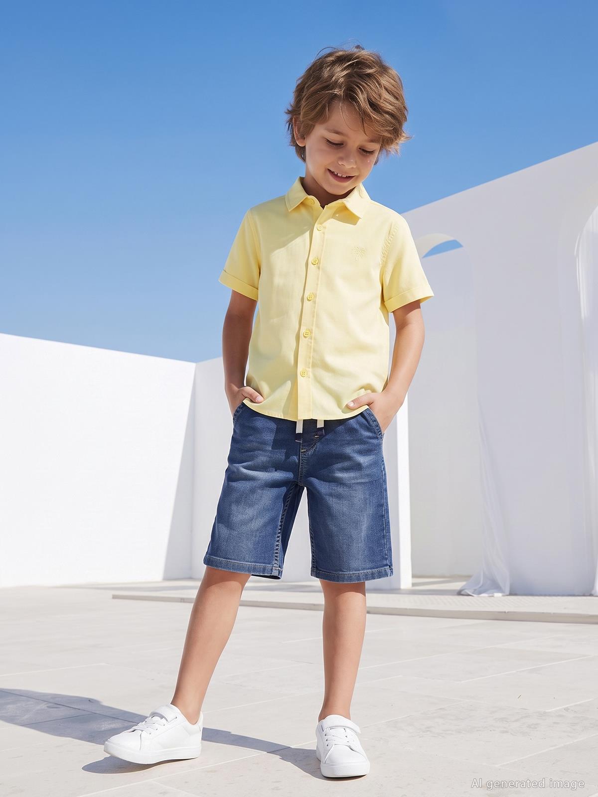 Civil Boys Basic Kısa Kol 6-9 Yaş Gömlek - Sarı