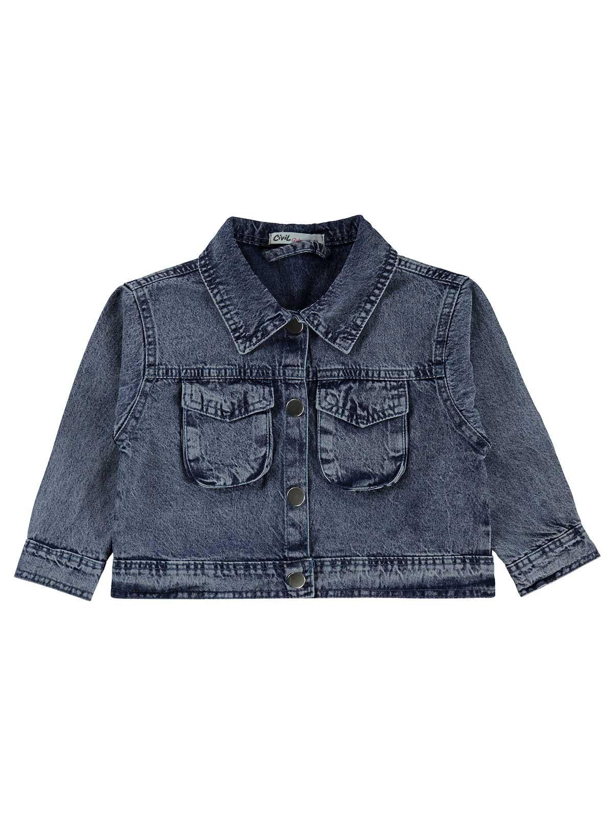 Civil Girls Torba Cepli 2-5 Yaş Ceket - Mavi