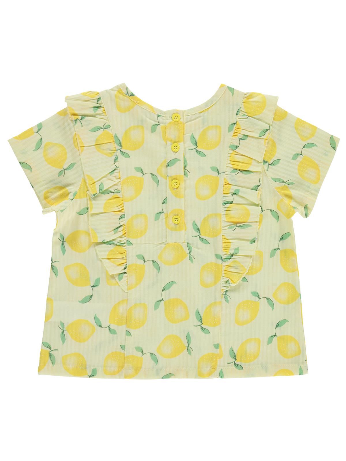 Civil Girls Limon Desenli 6-9 Yaş Gömlek - Sarı
