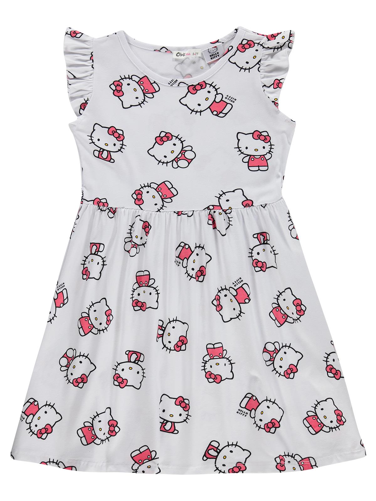 Hello Kitty 6-9 Yaş Elbise - Kırık Beyaz