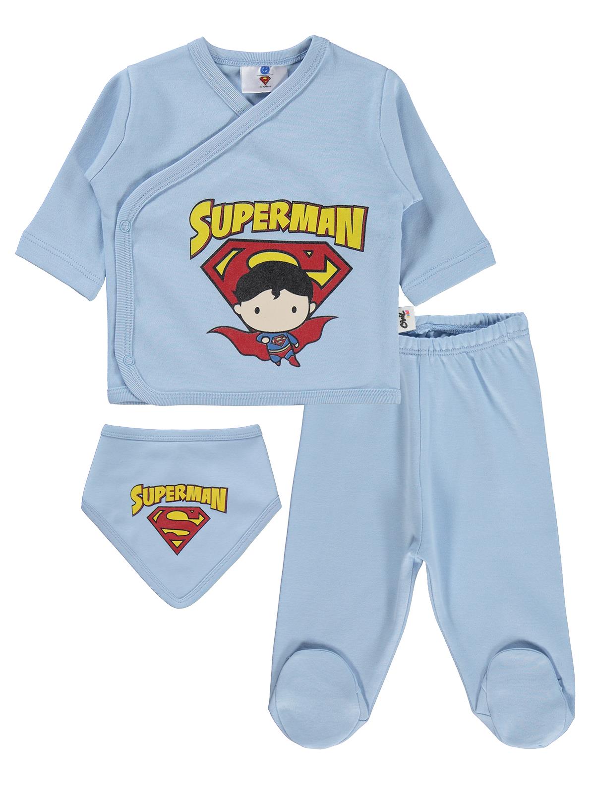 Civil Baby Superman Baskılı Zıbın Takımları - Mavi