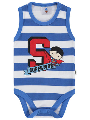 Civil Baby Superman Baskılı 3-18 Ay Çıtçıtlı Badi - Mavi