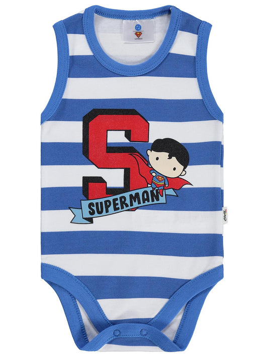 Civil Baby Superman Baskılı 3-18 Ay Çıtçıtlı Badi - Mavi