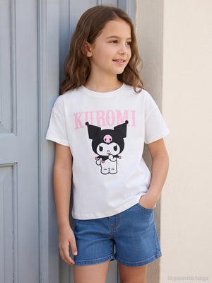 Kuromi 10-13 Yaş Tişört - Kırık Beyaz