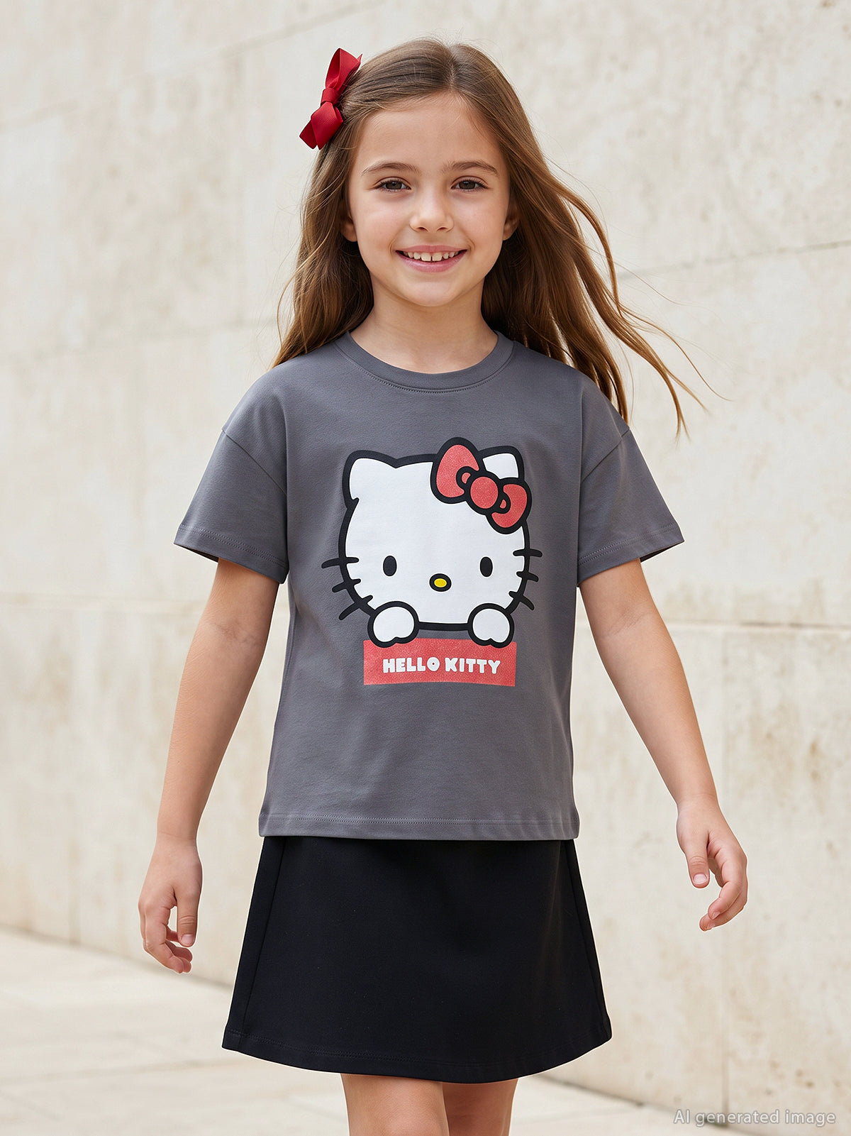 Hello Kitty 6-9 Yaş Tişört - Gri