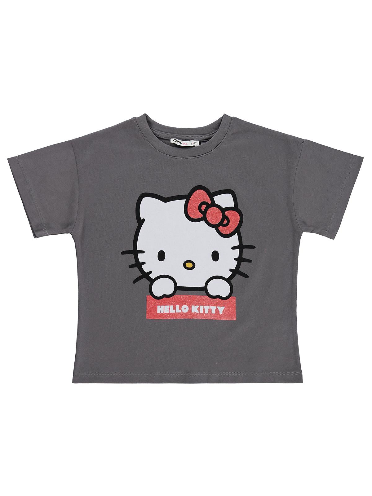 Hello Kitty 10-13 Yaş Tişört - Gri