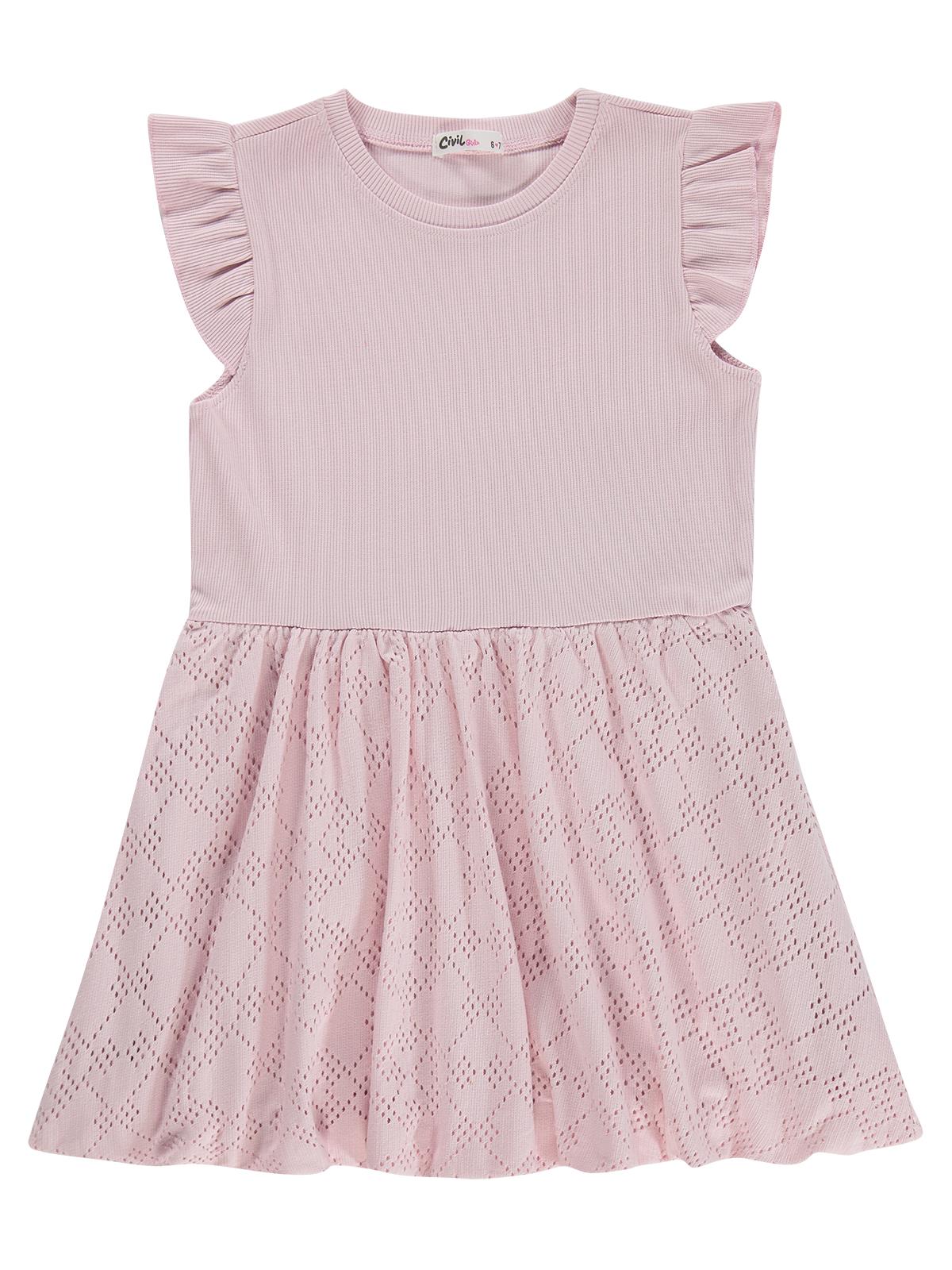 Civil Girls Balon 6-9 Yaş Elbise - Pembe