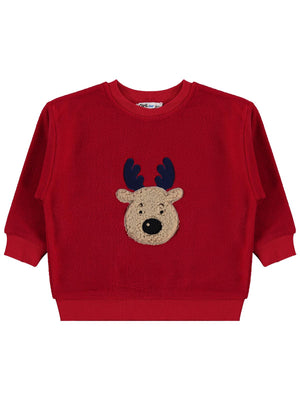 Civil Boys Geyik Nakışlı 2-5 Yaş Sweatshirt - Kırmızı