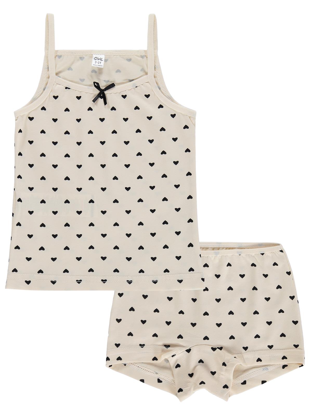 Civil Girls Mini Kalp 2-10 Yaş Kız Çocuk İç Çamaşır Takımı - Vanilya