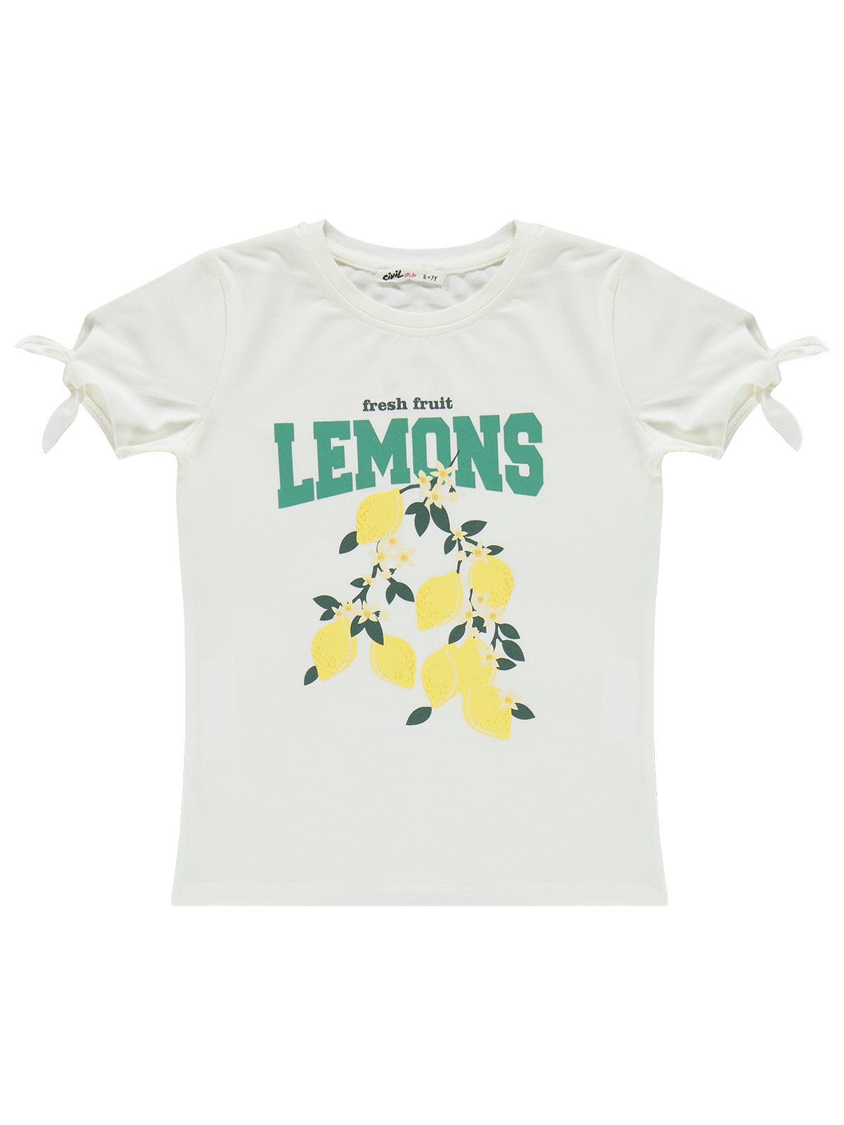 Civil Girls Limon Baskılı 6-9 Yaş Takım - Kırık Beyaz-Sarı