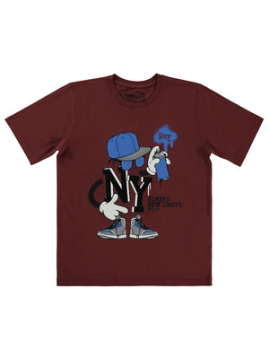 Civil Boys NY Skate Sprey Basklı 10-13 Yaş Tişört - Turuncu