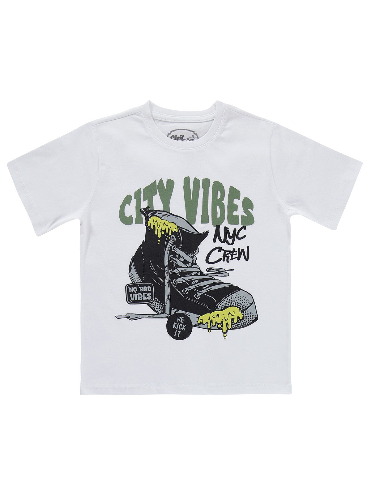 Civil Boys City Vibes Baskılı 10-13 Yaş Tişört - Beyaz