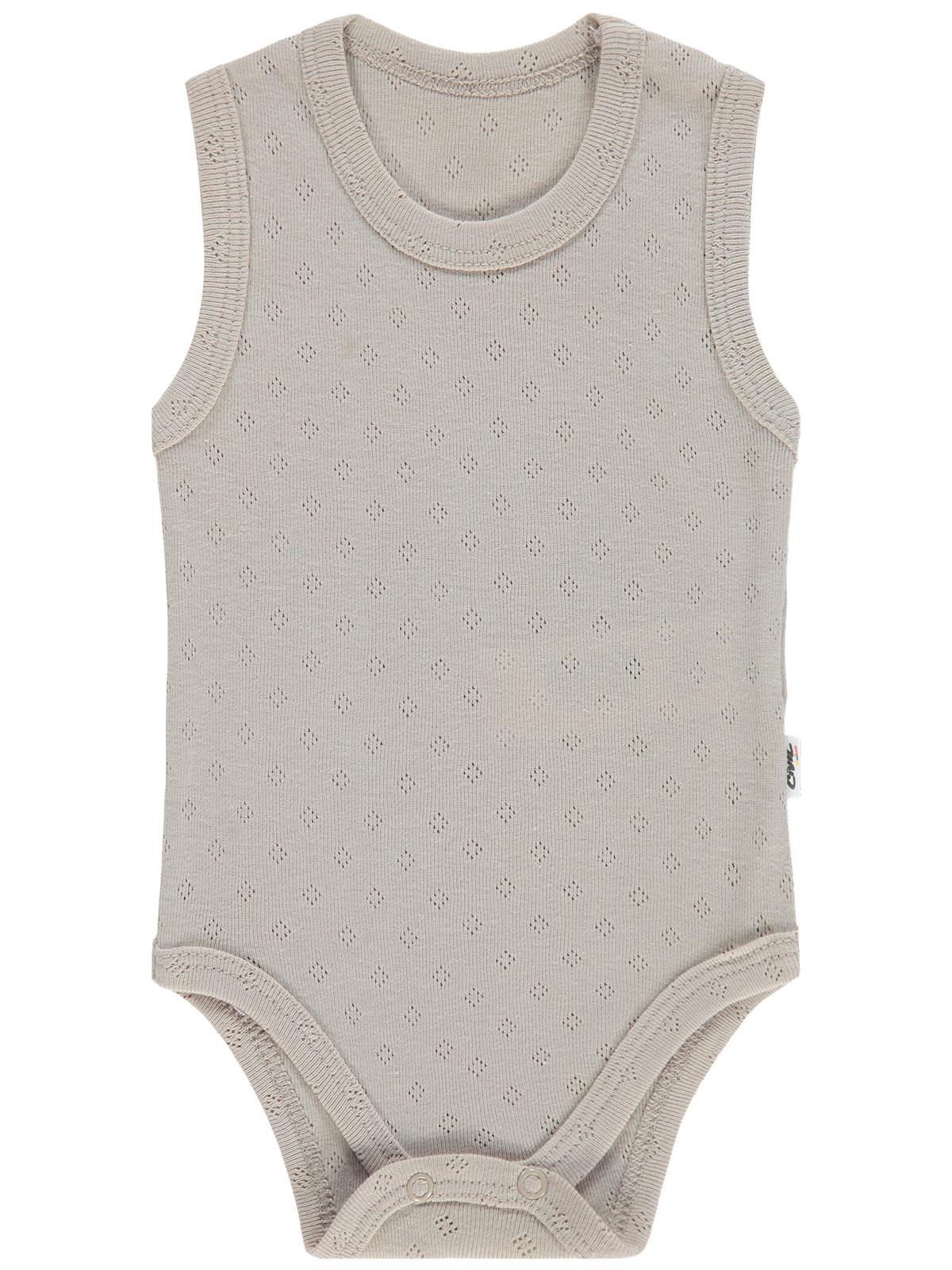 Civil Baby Jakarlı 3-36 Ay Çıtçıtlı Badi - Kahve