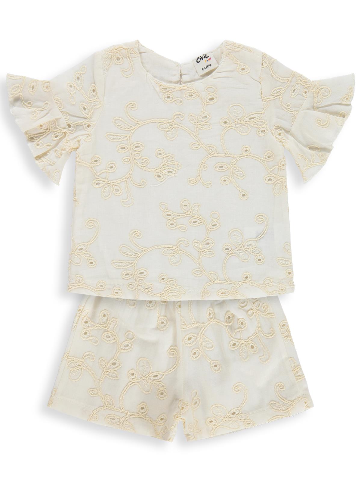 Civil Baby Brode Süprem Şortlu 6-18 Ay Takım - Ekru