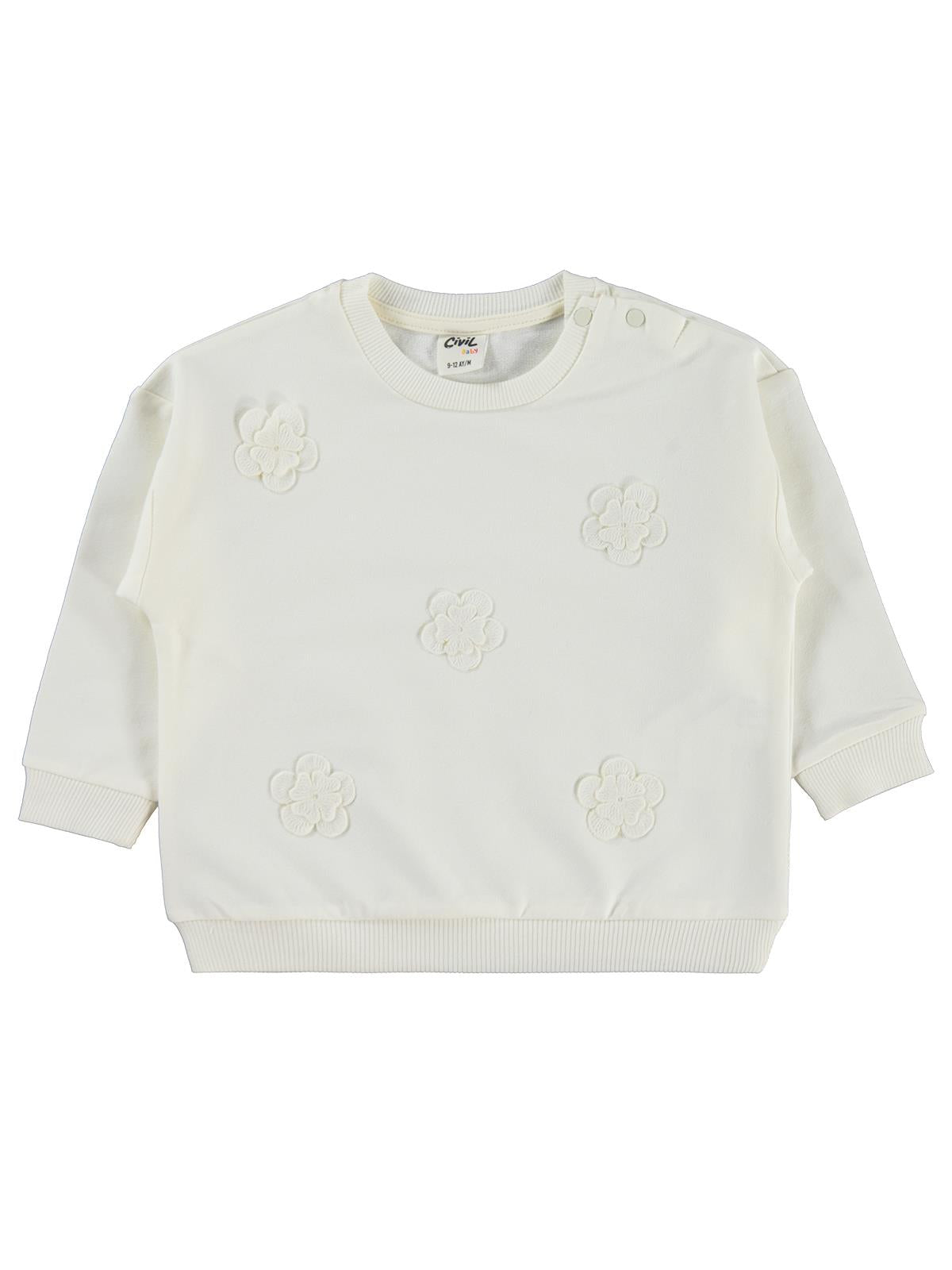 Civil Baby Büyük Mobil Çiçekli 6-18 Ay Sweatshirt - Ekru