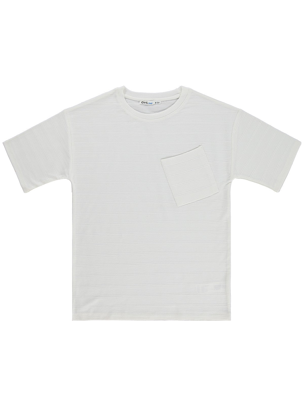 Civil Boys Basic Önü Cepli 6-9 Yaş Tişört - Beyaz