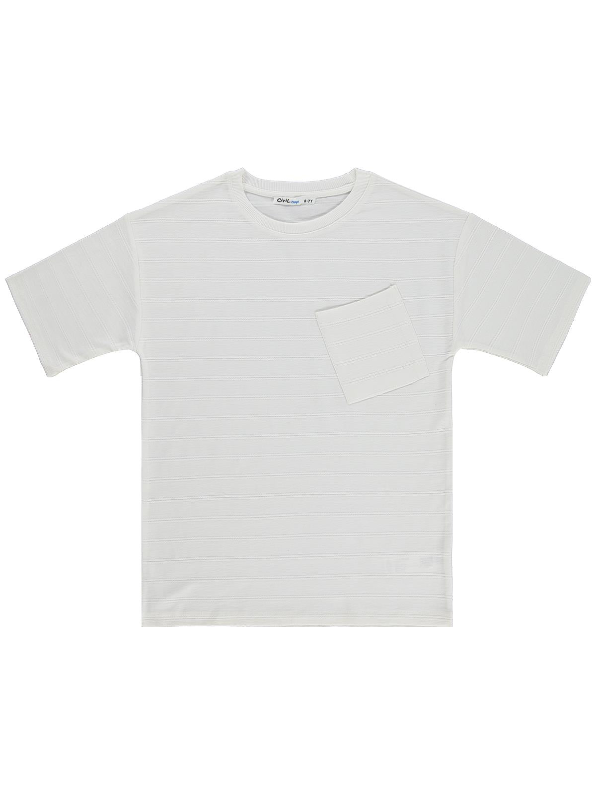 Civil Boys Basic Önü Cepli 10-13 Yaş Tişört - Beyaz