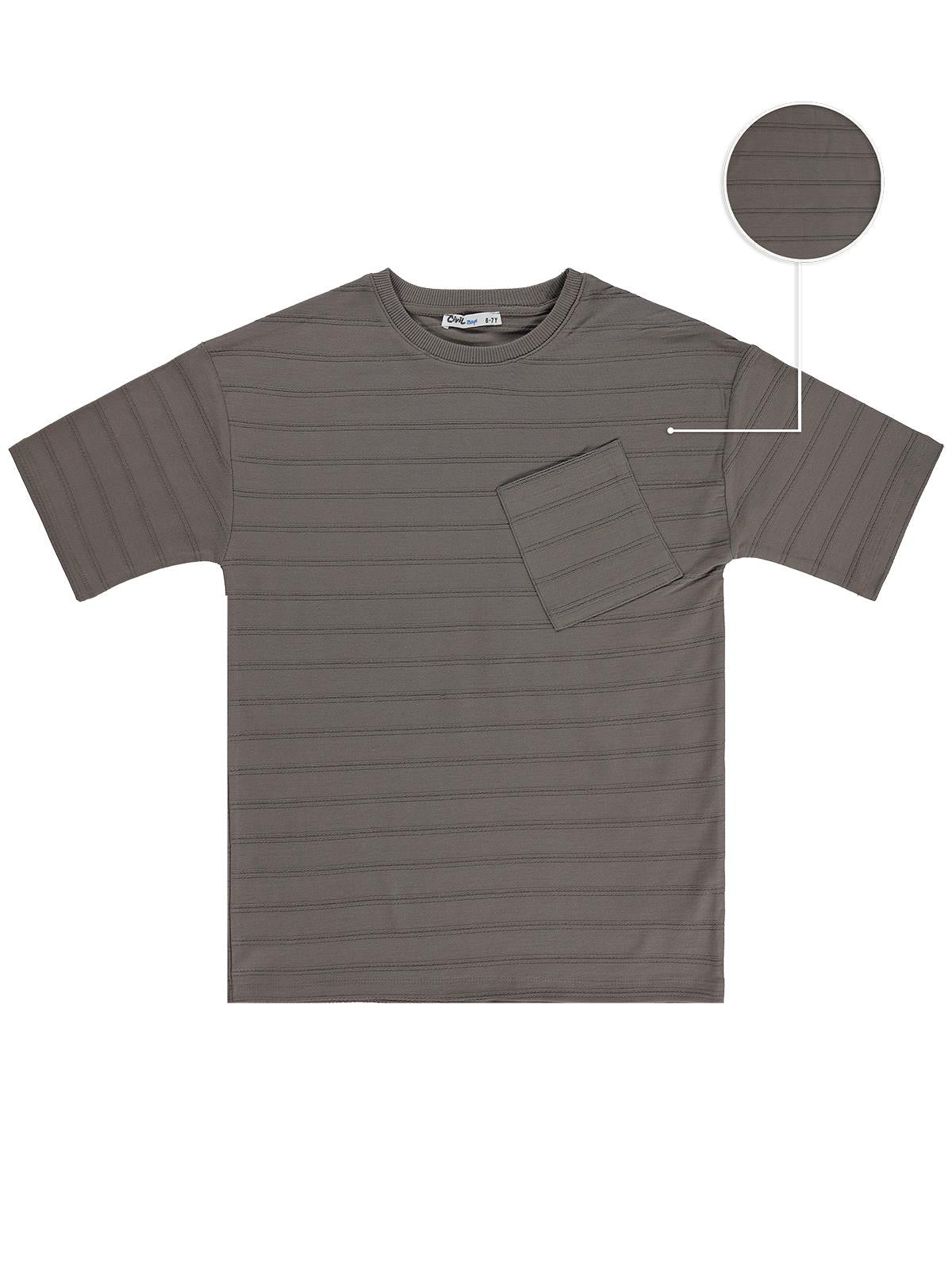 Civil Boys Basic Önü Cepli 10-13 Yaş Tişört - Kahverengi