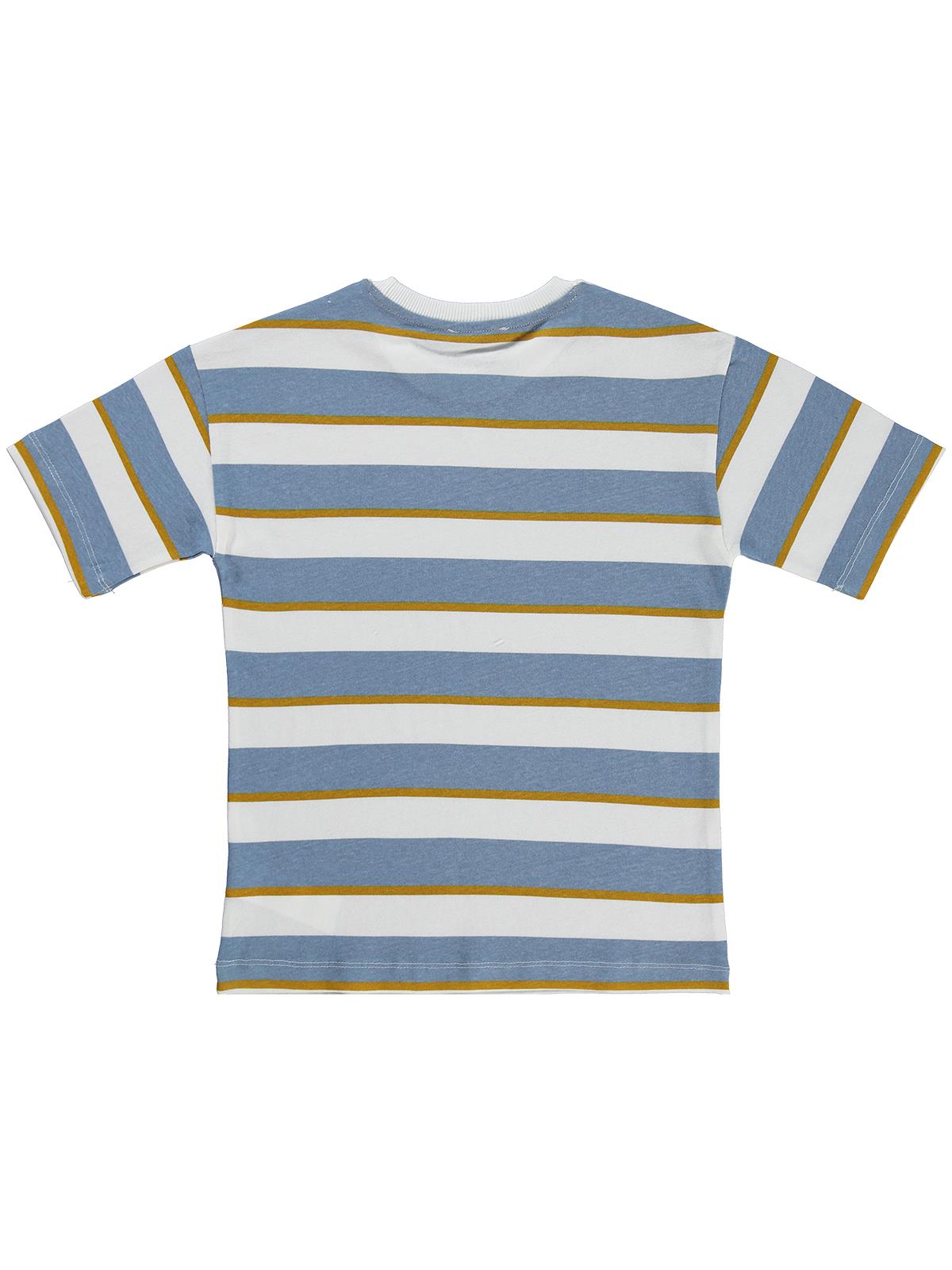 Civil Boys Basic Dokulu Çizgili 6-9 Yaş Tişört - Mavi