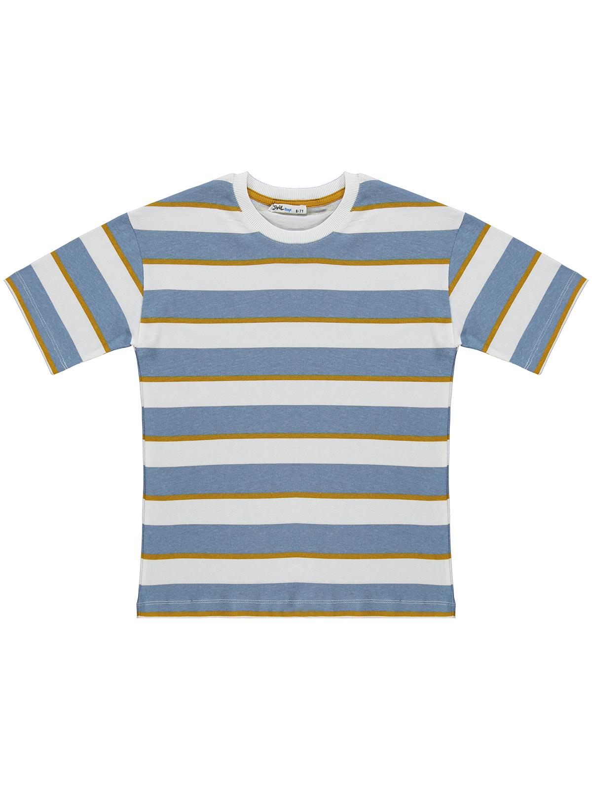 Civil Boys Basic Dokulu Çizgili 6-9 Yaş Tişört - Mavi