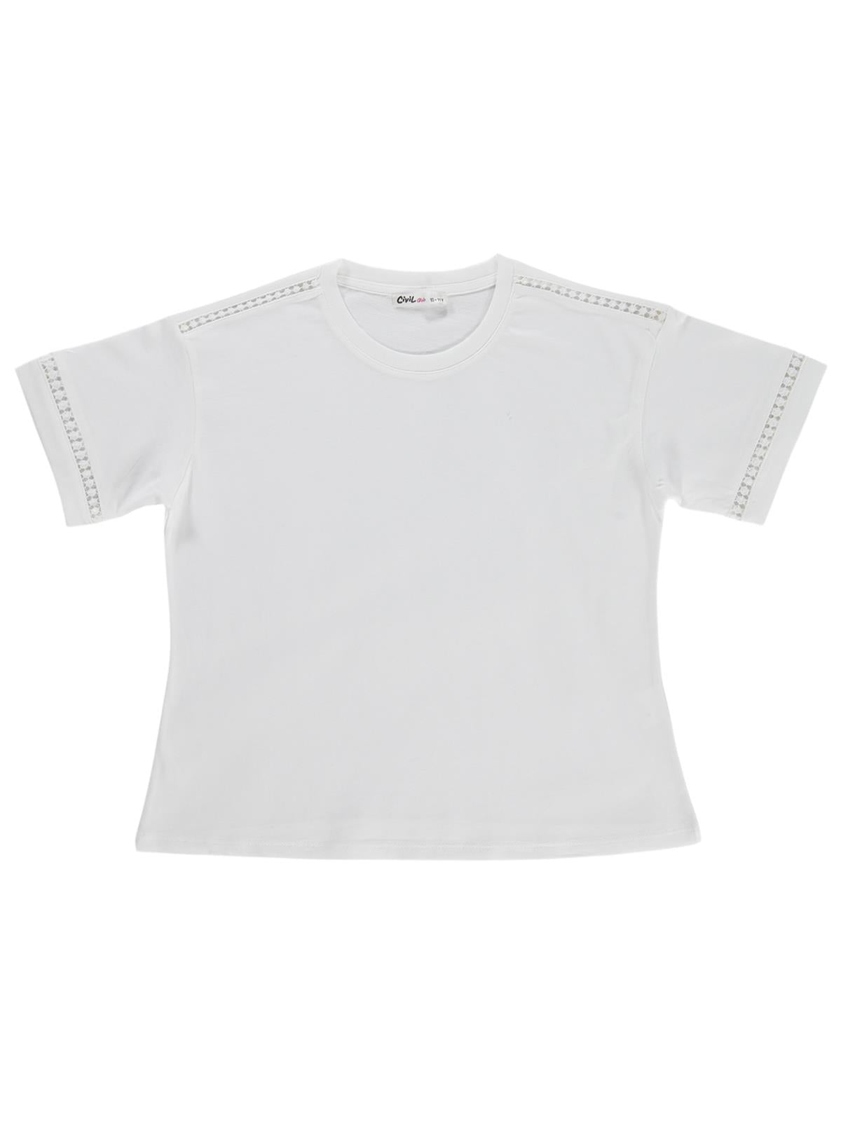Civil Girls Dantel Şerit Detaylı 10-13 Yaş Tişört - Ekru