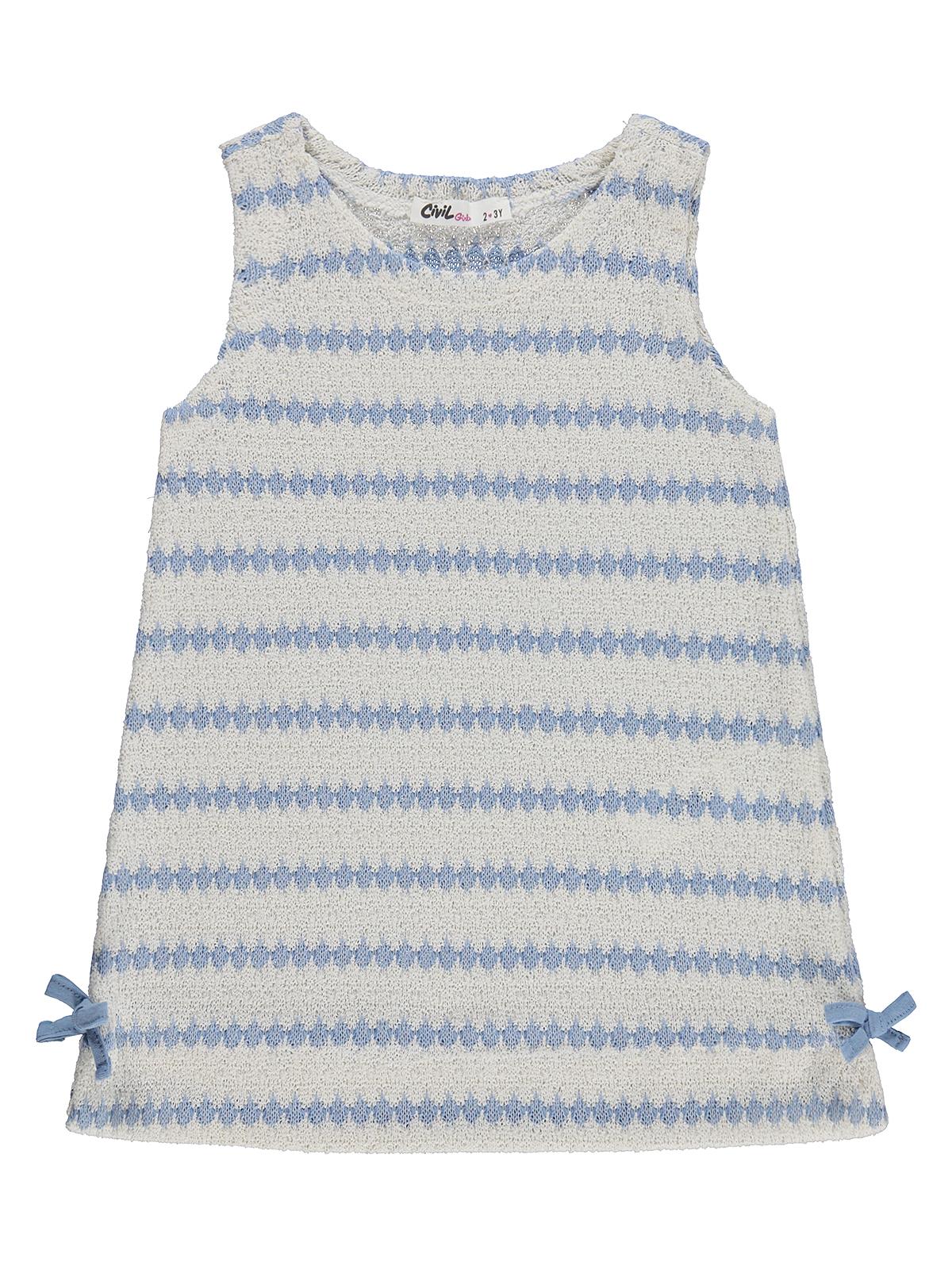 Civil Girls Fiyonklu 2-5 Yaş Elbise - Mavi