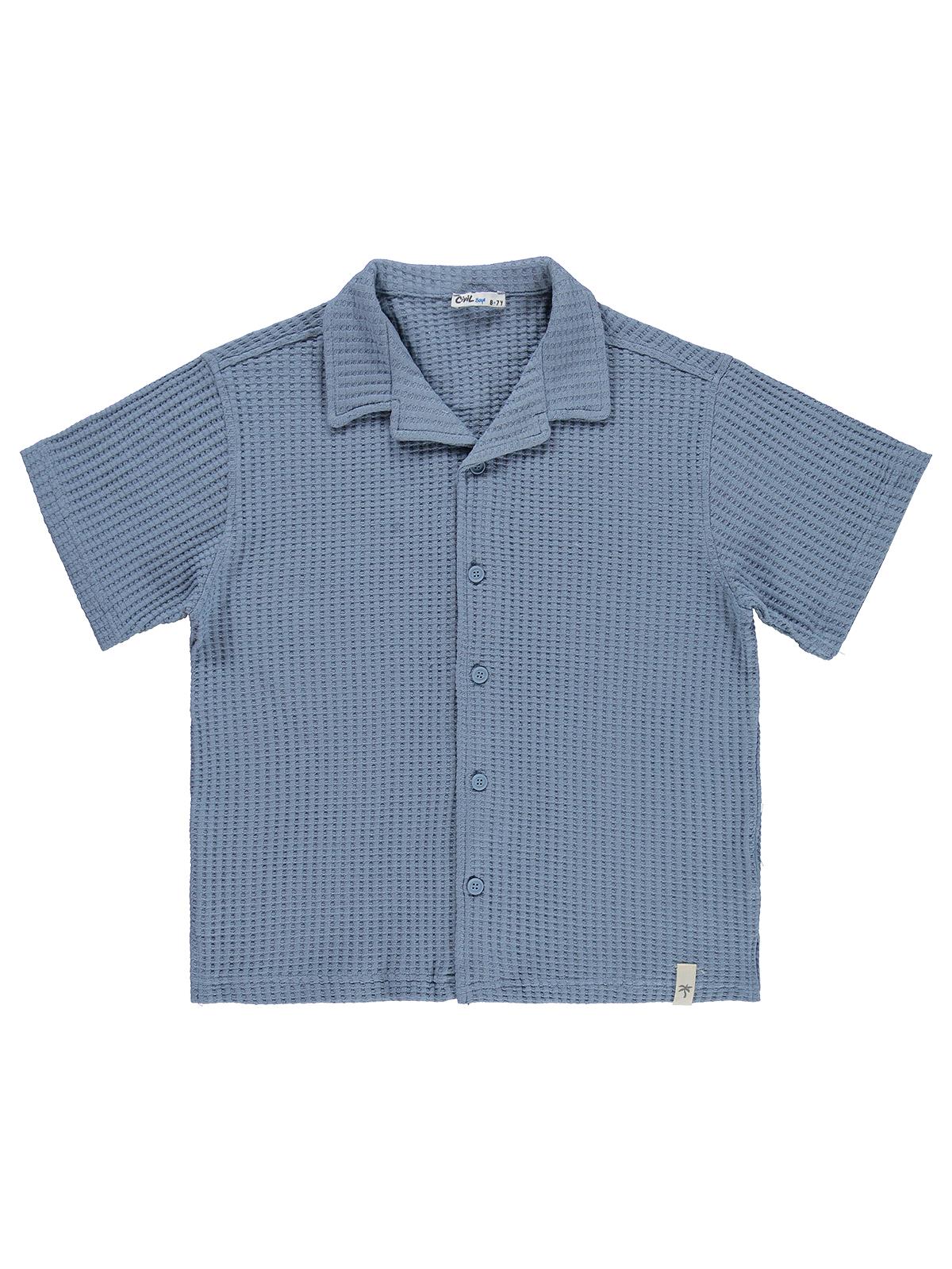Civil Boys Basic Waffle 6-9 Yaş Gömlek - Mavi