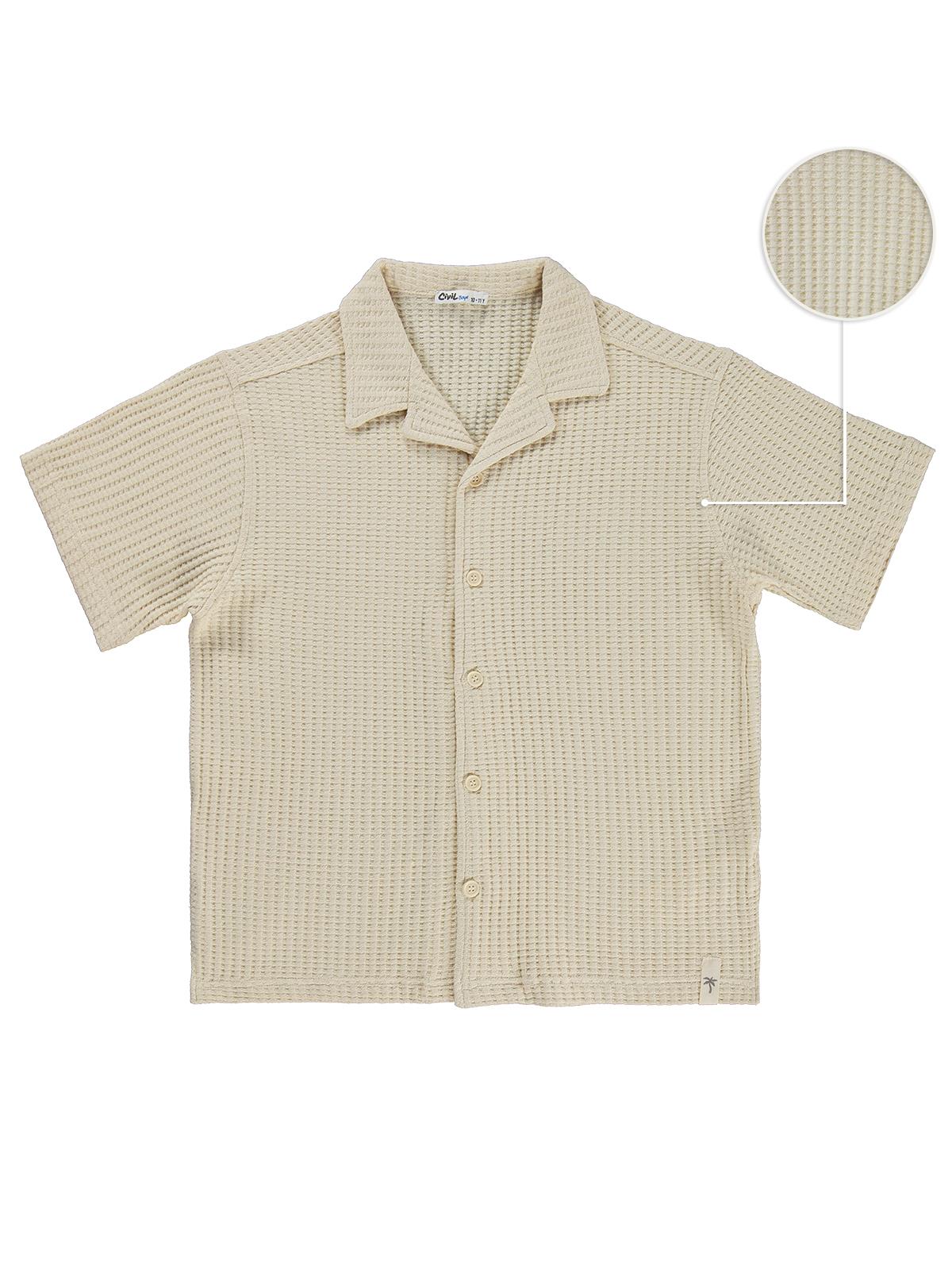 Civil Boys Basic Waffle 10-13 Yaş Gömlek - Kahverengi
