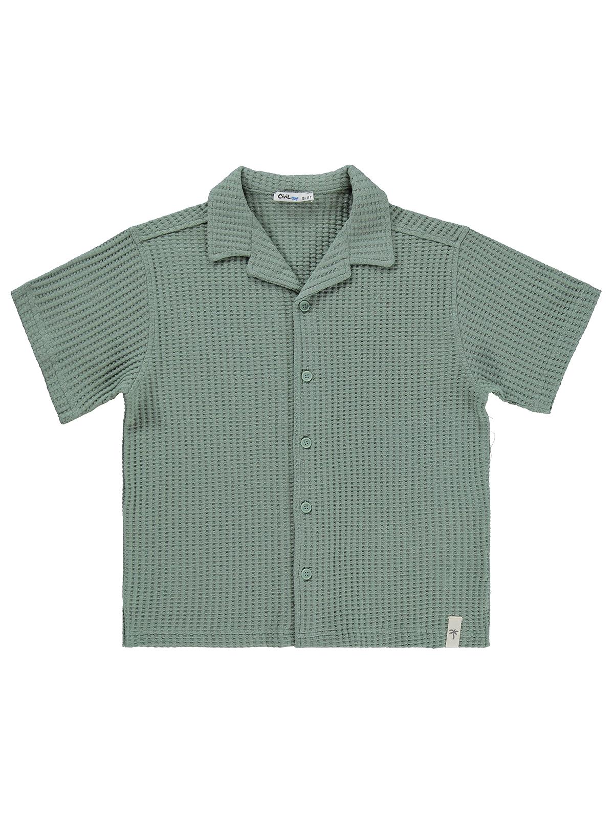 Civil Boys Basic Waffle 10-13 Yaş Gömlek - Yeşil