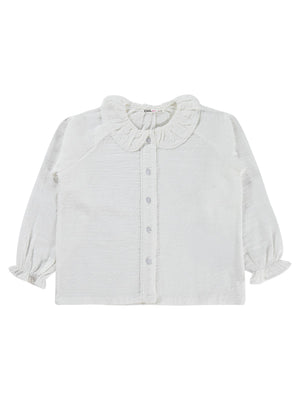 Civil Girls Kolu Fırfırlı 6-9 Yaş Gömlek - Kırık Beyaz