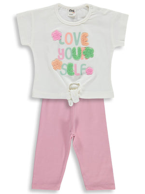 Civil Baby Garnili Çiçek Baskılı 6-18 Ay Takım - Ekru