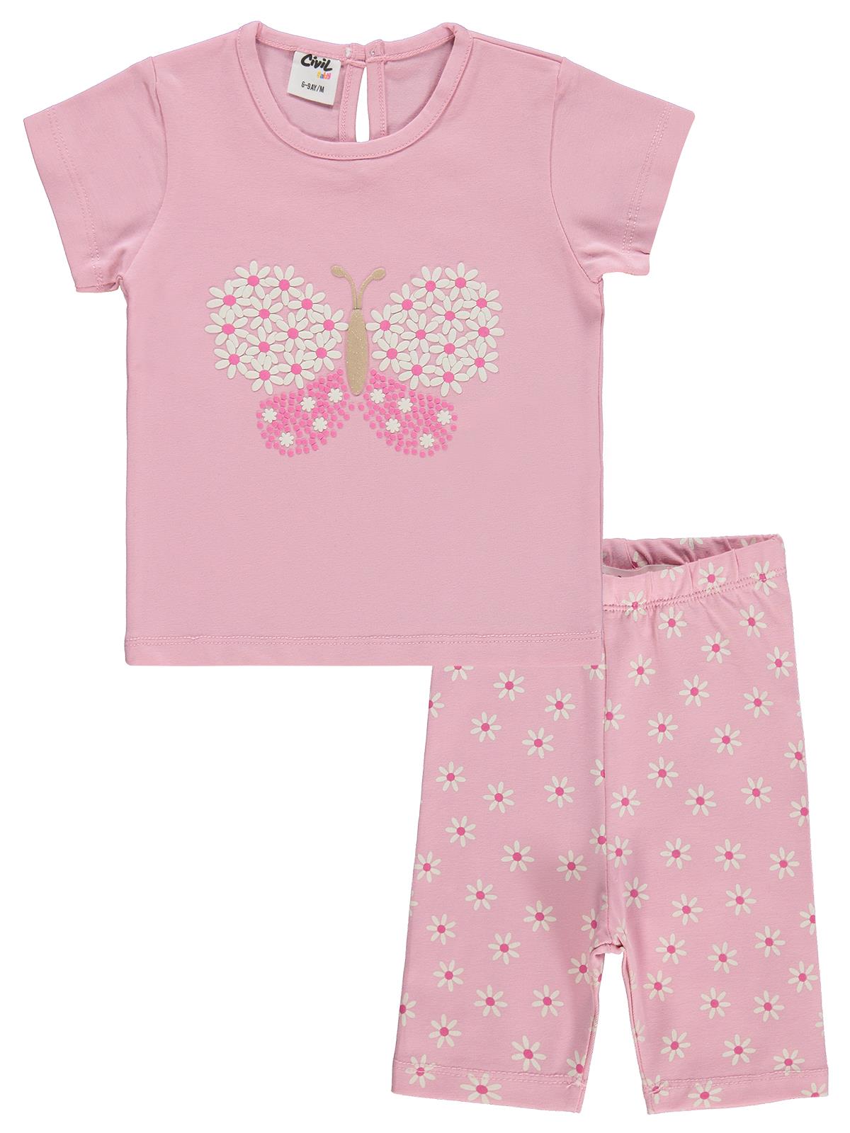 Civil Baby Kelebek Nakışlı 6-18 Ay Takım - Pembe